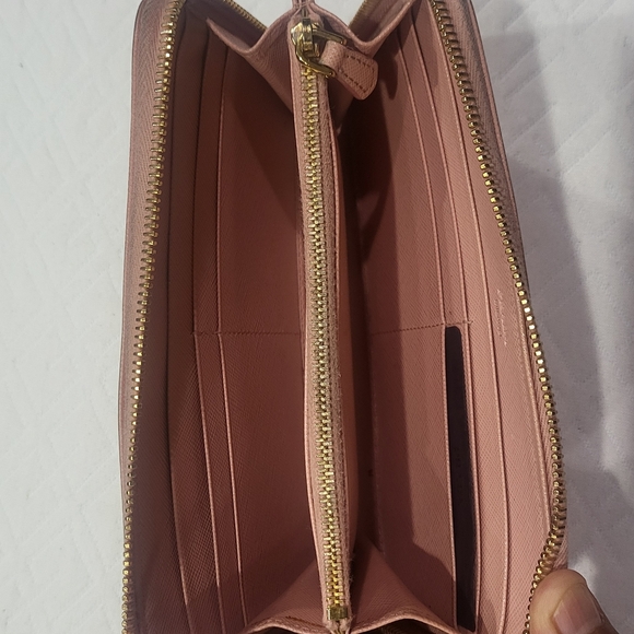 Prada Saffiano Leather Flower Pearl Long Zip Around Wallet - Picture 5 of 10